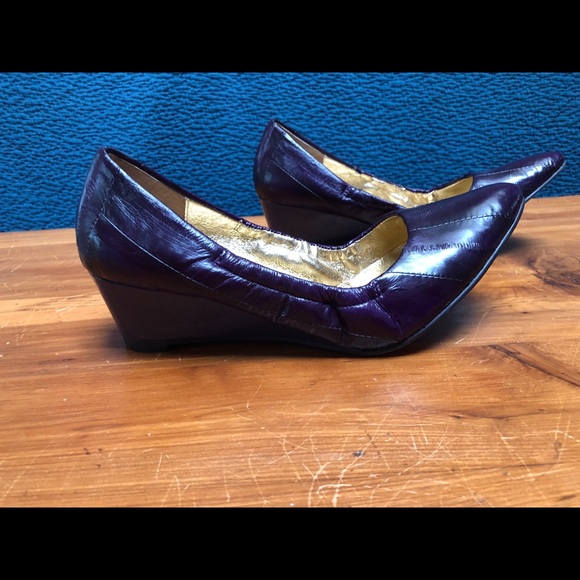 All Black purple wedges sz 9 - Picture 3 of 7